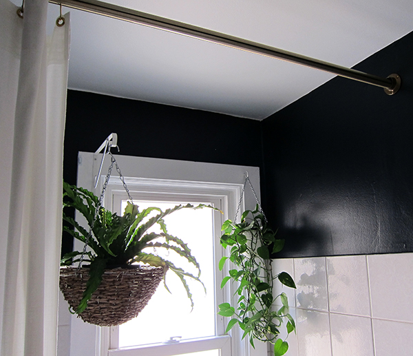 Brass Shower Curtain Rod and Hanging Plants | Project Palermo